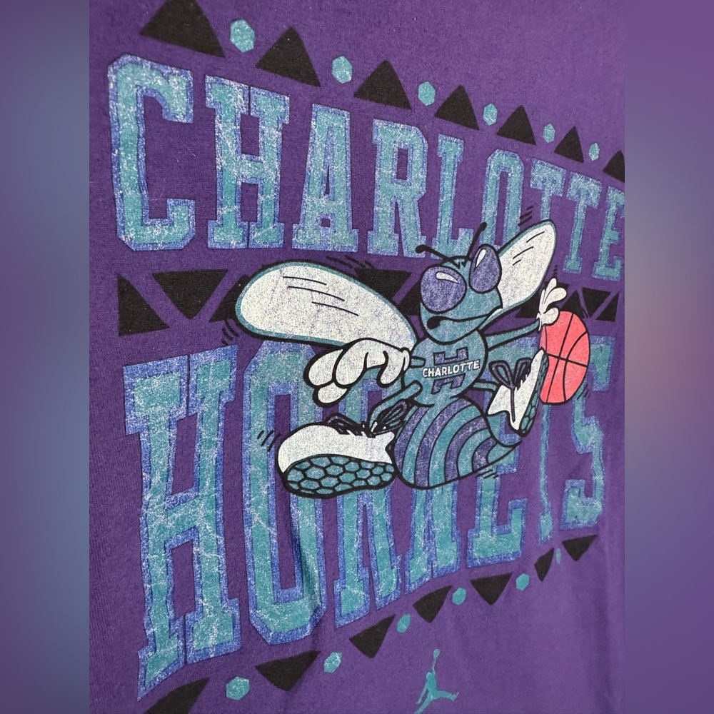 Vintage Nike Charlotte Hornets Basketball Jordan Jumpman Tee Shirt